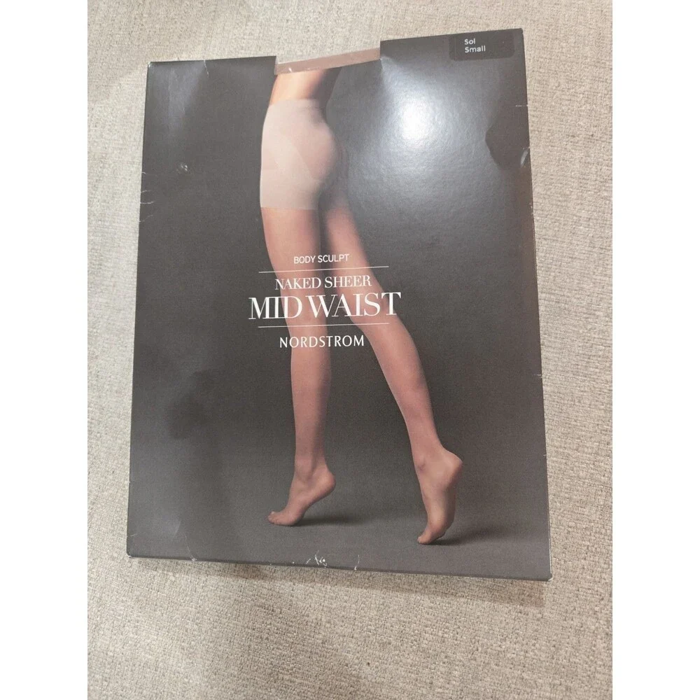 Nordstrom Body Sculpt Naked Sheer Mid Waist Pantyhose Sol Small Sealed New